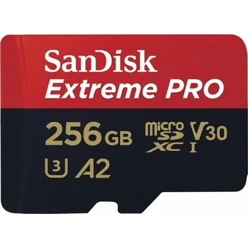 Ukládání dat Sandisk Paměťová karta Extreme PRO microSDXC 256GB 200MB/s / 140MB/s A2 C10 V30 UHS-I U3,s adaptérem