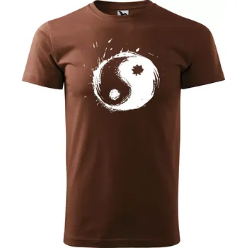 Sablio Tričko s potiskem Yin Yang - hnědé S
