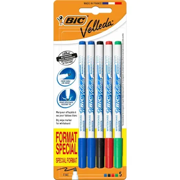 Popisovač na bílou tabuli, stíratelný, vícebarevný BIC 5 ks