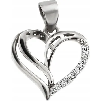 Přívěsek POSTŘÍBŘENÉ SRDCE SE ZIRKONY, RHODIOVANÉ