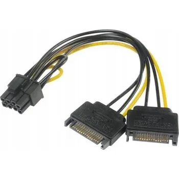 Kabel do PC Napájecí adaptér AKASA: 2x SATA na PCI-E 8 (6+2) PIN pro grafickou kartu