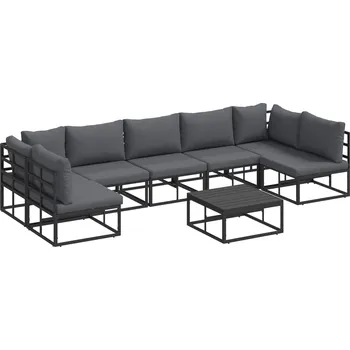 Sada zahradních pohovek s polštářem 8 pcs Černá Hliník Černá3378851