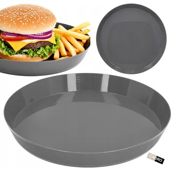 Talíř Plastový talíř opakovaně použitelný turistický na piknik kempování šedý 24 cm