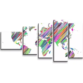 Obraz Sablio Obraz - 5-dílný Barevné světadíly - 100x60 cm