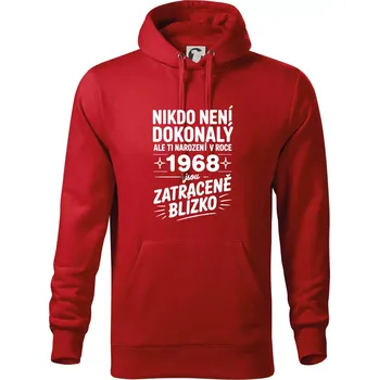 Pánská mikina Nikdo není dokonalý ale ti narození v roce 1968 jsou zatraceně blízko - Mikina pánská Cape s kapucí - 5XL ( Červená )
