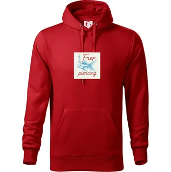 Pánská mikina Free piercing - Mikina pánská Cape s kapucí - 4XL ( Červená )