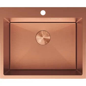 Granitový dřez Mexen Solix, 1-komorový nerezový dřez 600 x 500 mm, broušená měď, vzor voština, 6408601000-65HC