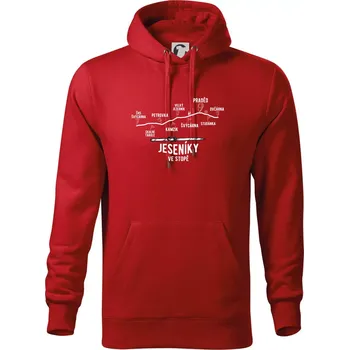 Pánská mikina Jeseníky ve stopě - Mikina pánská Cape s kapucí - 4XL ( Červená )