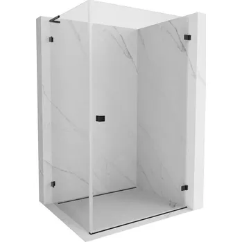 Mexen Lunar-B L pravý výklopný sprchový kout 100 x 90 cm, čiré sklo, černá matná, 832L-100-090-66-00-P