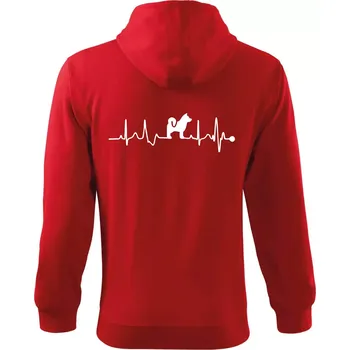 Pánská mikina Shiba-Inu EKG - Mikina s kapucí na zip trendy zipper - 3XL ( Červená )
