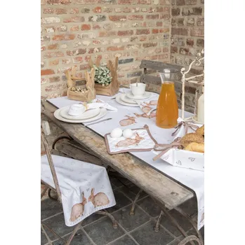 Papírový ubrousek 6ks bavlněné ubrousky s motivem králíčků a srdíček Bunnies in Love - 40*40cm