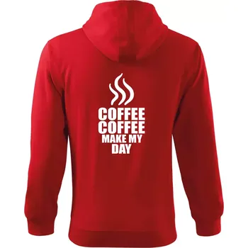 Pánská mikina Coffee make my day - Mikina s kapucí na zip trendy zipper - S ( Červená )