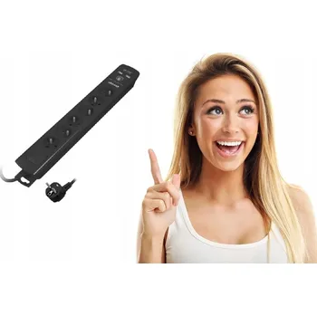 Napájecí kabel Prodlužovací kabel Orno 3 m, přepěťová Prodlužovací Kabel , 6 zásuvek ks černý