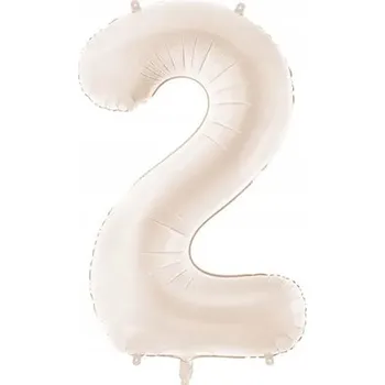 Balónek Fóliový balónek SVĚTLE BÉŽOVÁ ČÍSLICE 2, 86 cm, DEKORACE OSLAVA NAROZENIN BÉŽOVÝ