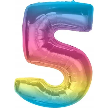 Balónek Fóliový balónek Smart, číslice 5, duhový, 92 cm AA