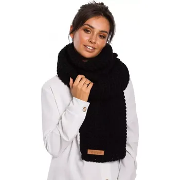 Šála BK041 Dlouhá zimní škraboška s nášivkou loga - černá EU UNI