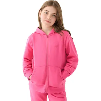 Pánská mikina Dívčí mikina se zipem 4F JUNIOR-SWEATSHIRT-JWMM00TSWSF1315-55S-HOT PINK Růžová 146