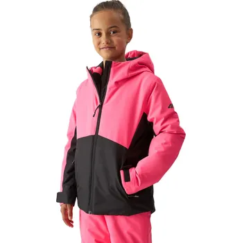 Dívčí lyžařská bunda 4F JUNIOR-TECHNICAL JACKET-JAW23TTJAF292-55N-HOT PINK NEON Růžová 158