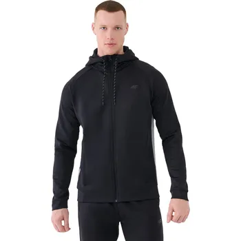 Pánské oblečení Pánská tréninková mikina se zipem 4F-SWEATSHIRT FNK-WSS25TFSWM513-20S-DEEP BLACK Černá 3XL