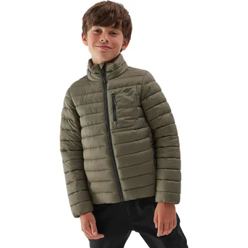 Chlapecká bunda 4F JUNIOR-DOWN JACKET-JAW23TDJAM220-44S-OLIVE Zelená 158