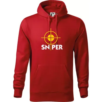 Pánská mikina Sniper zameřovač - Mikina pánská Cape s kapucí - 3XL ( Červená )