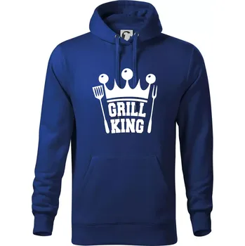 Pánská mikina Grilování - Grill King - Mikina pánská Cape s kapucí - 5XL ( Královská modrá )
