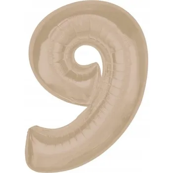 Balónek Fóliový balónek číslice 9 LATTE béžový NUDE číslice dekorace narozeniny 92cm