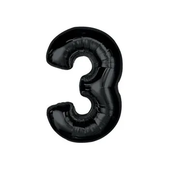 Balónek Fóliový balónek GoDan číslice 3, 92 cm, černý
