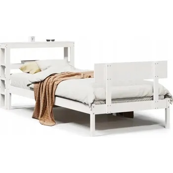 Postel Rám postele bez matrace, bílý, 75 x 190 cm, masivní borovicové dřevo