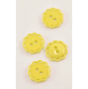 Knoflík Dírkový knoflík - květinka s ozdobným okrajem - žlutá - průměr 1,53 cm
