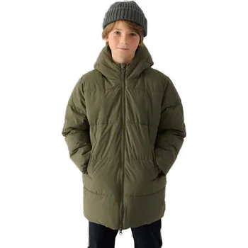 Dívčí bunda Chlapecká bunda 4F JUNIOR-DOWN JACKET-JWAW24TDJAM464-43S-KHAKI Zelená 140