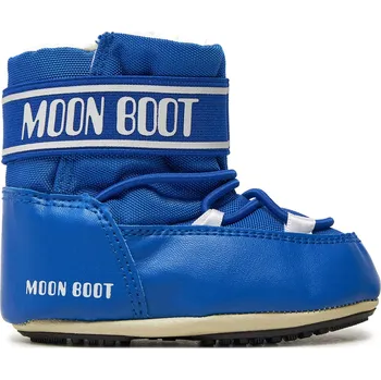 Chlapecká zimní obuv Juniorské vysoké zimní boty MOON BOOT-MB CRIB NYLON-JR-F002 ELECTRIC BLUE Žlutá 18/20