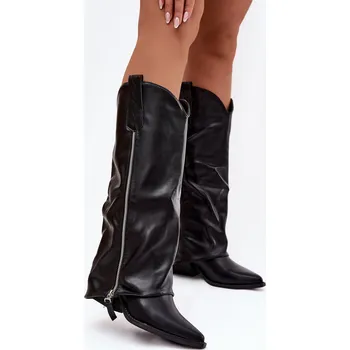 Dámské kozačky Boto Kozaki Kovbojky Na Slučku Z Eko Kůže Palira Barva: Černá, Velikost: 37