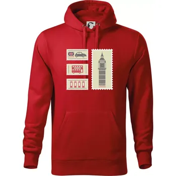 Pánská mikina Britská známka - Mikina pánská Cape s kapucí - 5XL ( Červená )