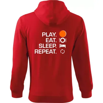 Pánská mikina Hokejbal - Play eat sleep repeat - Mikina s kapucí na zip trendy zipper - M ( Červená )