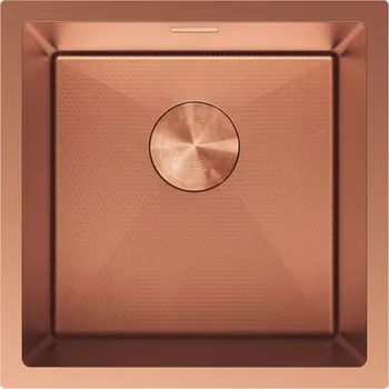 Granitový dřez Mexen Trixo, 1-komorový nerezový dřez 440 x 440 mm, broušená měď, vzor voština, 6413441000-65HC