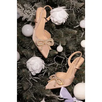 Dámské lodičky Boto Derissa dámské lodičky s mašlí a otevřeným patou Barva: Béžová, Velikost: 39