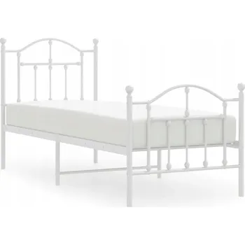 Postel Kovový rám postele s čelem a nožní deskou, bílý, 75x190 cm
