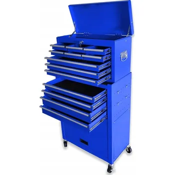 Dílenská skříňka vozík na nářadí dvoudílný 13 zásuvek NOVÝ Modrý