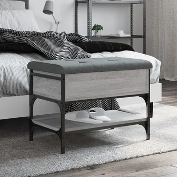 Zahradní lavice Nábytek XL Lavice s botníkem šedá sonoma 62 x 42 x 45 cm kompozitní dřevo 835190