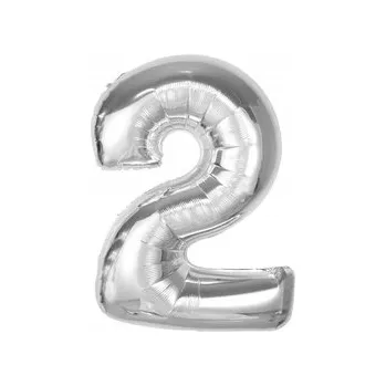 Balónek Fóliový balónek Smart, číslice 2, stříbrný, 92 cm