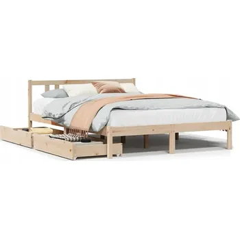 Postel Rám postele bez matrace, 135x190 cm, masivní borovicové dřevo