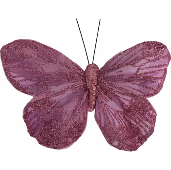 Vánoční dekorace VÁNOČNÍ OZDOBY ozdoba NA VÁNOČNÍ STROMEČEK dekorace MOTÝL motýlek s KLIPEM růžový