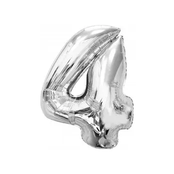 Balónek Fóliový balónek Smart, číslice 4, stříbrný, 92 cm