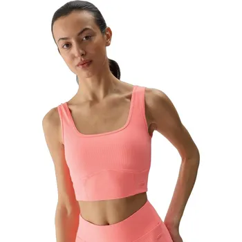 Podprsenka Dámská tréninková sportovní podprsenka 4F-SLEEVELESS-WSS24TSLEF072-63N-CORAL NEON Oranžová XL
