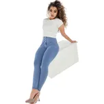 Dámské jeggings kalhoty FREDDY-WR.UP® superskinny push up 7/8 jeggings with high waist and buttons-Blue Modrá XXS