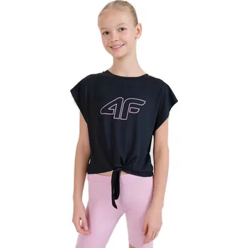 Pánské tričko Dívčí tréninkové tričko s krátkým rukávem 4F JUNIOR-TSHIRT FNK F1184-20S-DEEP BLACK Černá 122/128