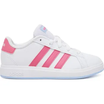 Pánská tenisová obuv Dívčí rekreační obuv ADIDAS-Grand Court 2.0 Jr cloud white/pulse magenta/glow blue Bílá 38