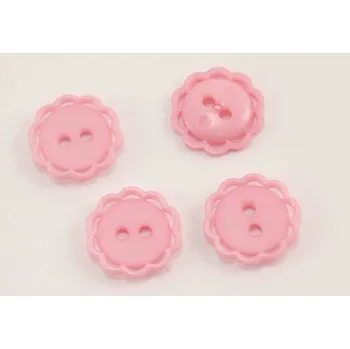 Knoflík Dírkový knoflík - květinka s ozdobným okrajem - tmavá růžová - průměr 1,53 cm