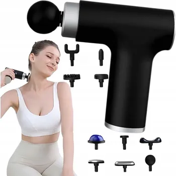 Masážní přístroj MASÁŽNÍ PISTOLE MASÁŽNÍ PŘÍSTROJ SILNÝ ZAHŘÍVACÍ CHLADICÍ PISTOLE 10 USB KONCOVEK